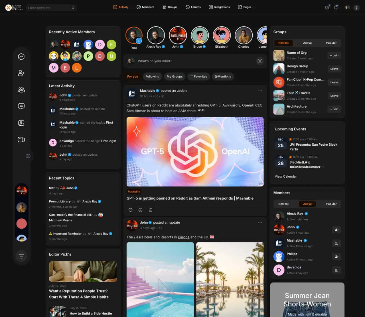 activity page